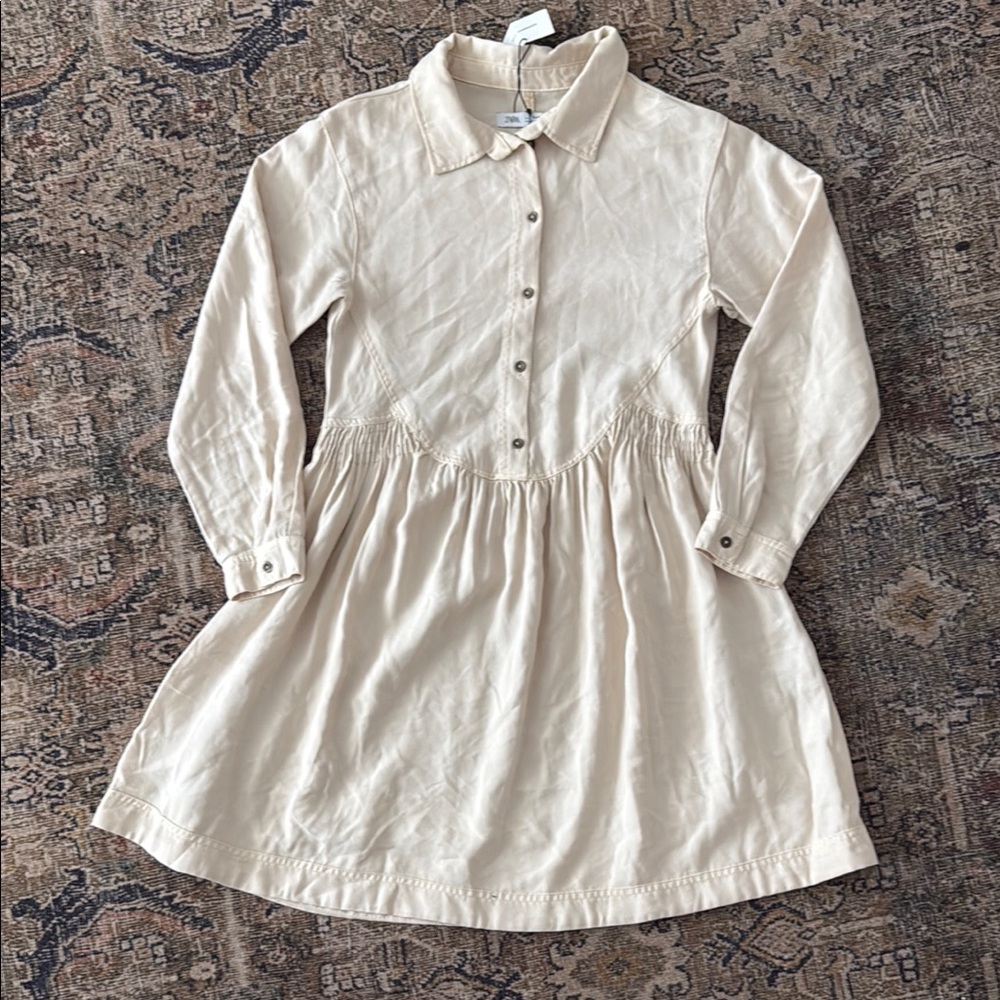 Zara Cream Button-Up Kids Dress